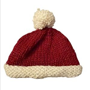 Red Knit Hat with White Pom / Holiday Knit Hat